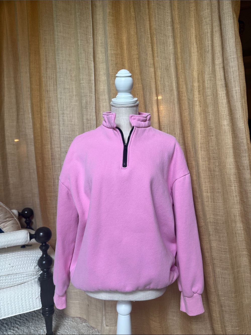 Cozy Pink Quarter-Zip Pullover